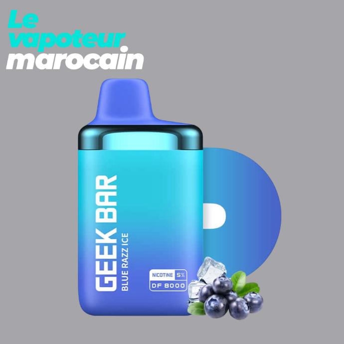 [PUF/GEB-BRI-8000-5%] PUFF BLUE RAZZ ICE - 8000 BOUFFÉES 5% - GEEK BAR